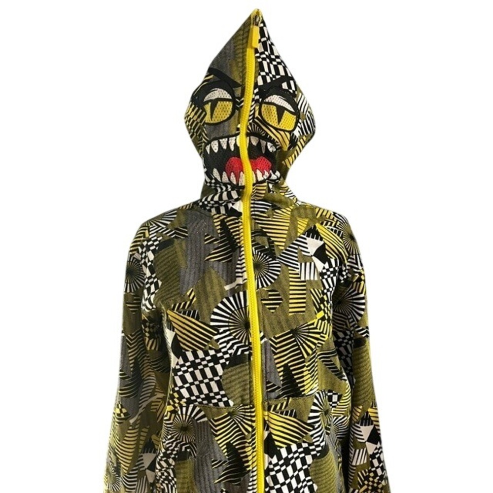 SK2 Apparel Full Zip Hoodie Boy XL 14/16 Yellow Black Geometric Monster Hood